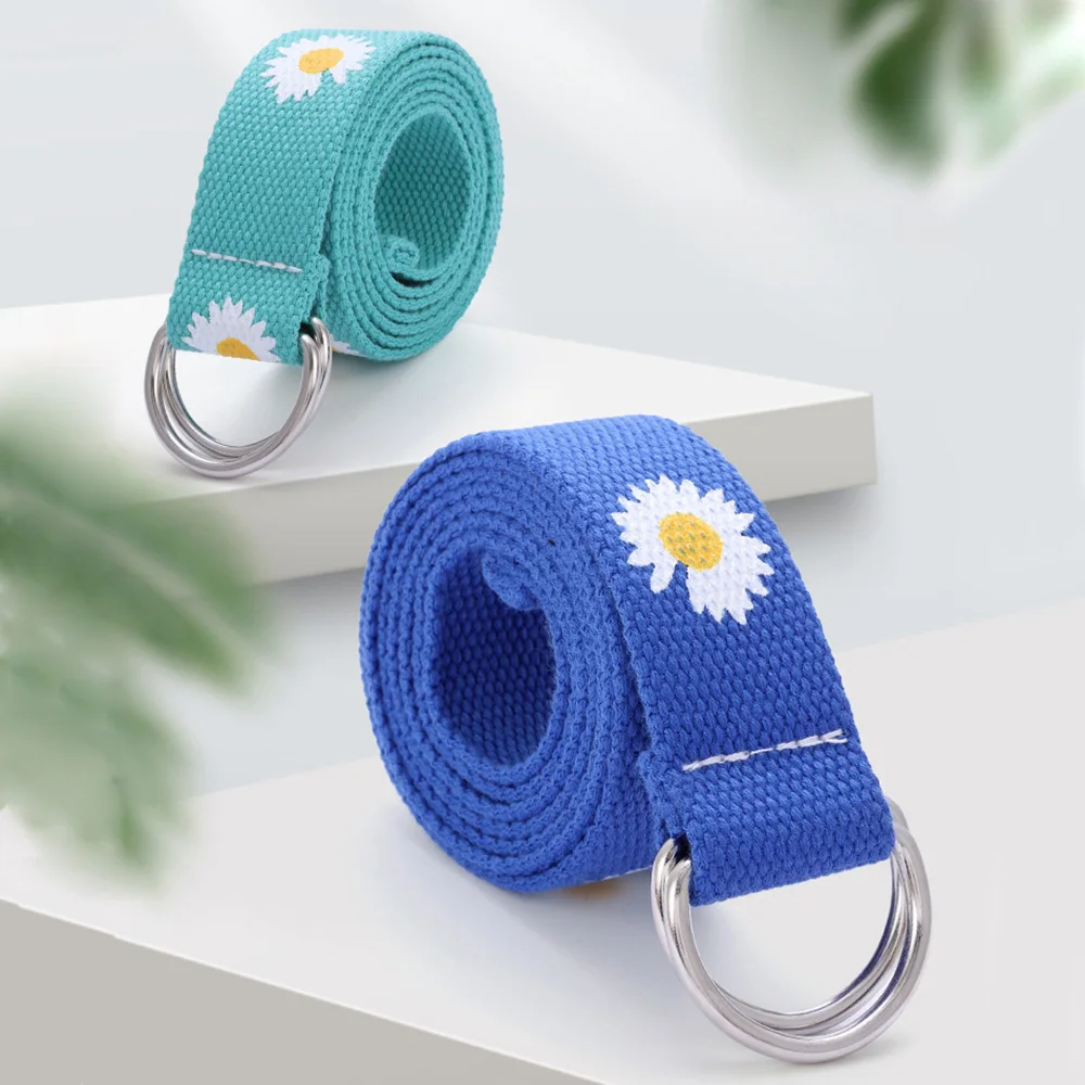 Женский холщовый ремень с принтом ромашек повседневный пояс ярких цветов 120 см