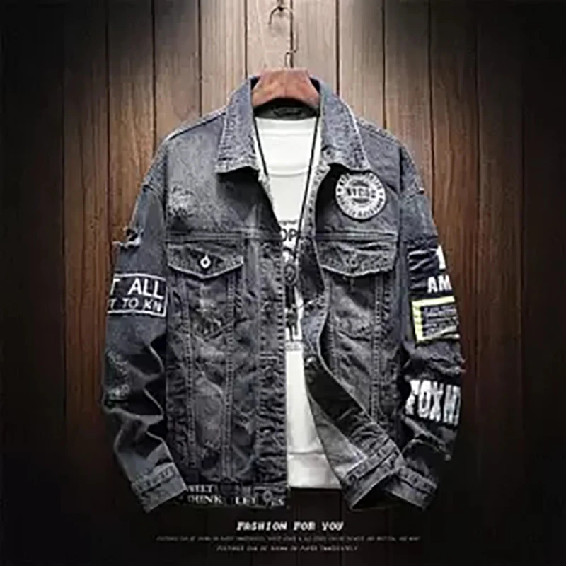 Высококачественная джинсовая куртка для мужчин с рваными дырками s Lt синие джинсовые куртки новинка 2019