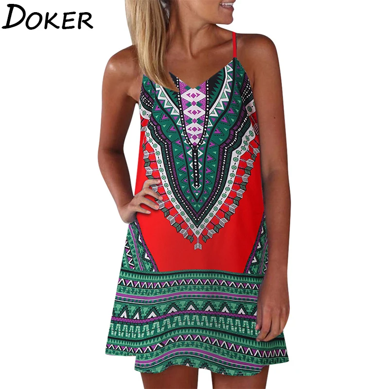 Винтажный Повседневный Сарафан женское пляжное платье в стиле бохо мини
