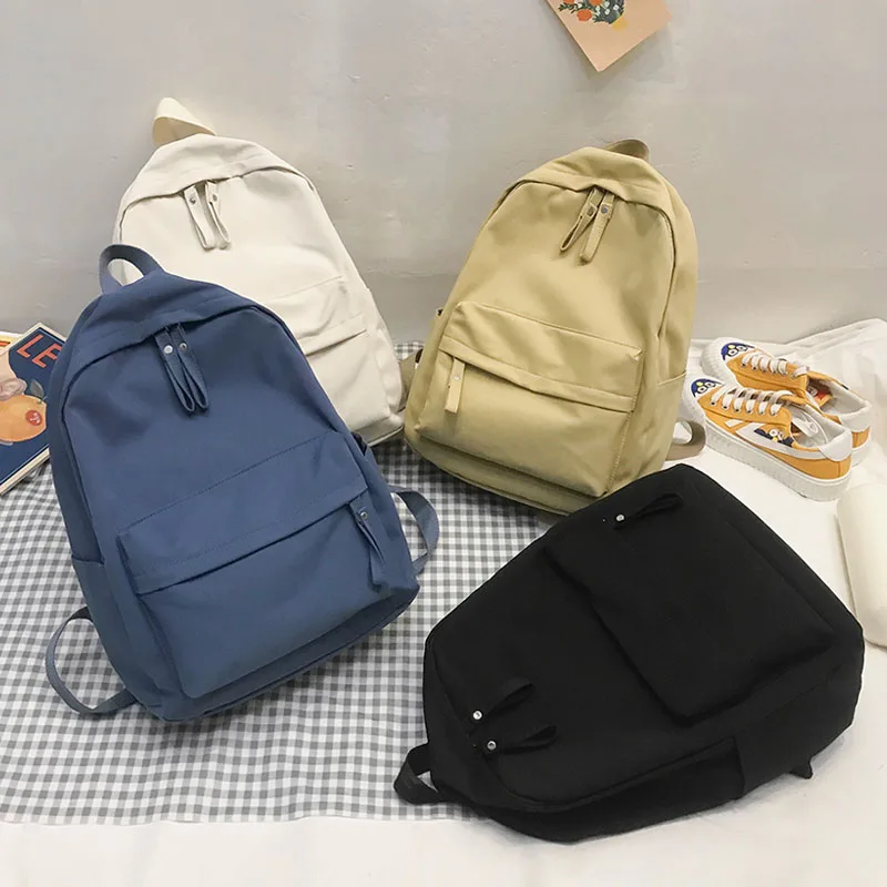 

Модный женский рюкзак, школьная сумка для девочек-подростков, сумка на плечо для ноутбука с защитой от кражи, однотонный дорожный ранец для ...