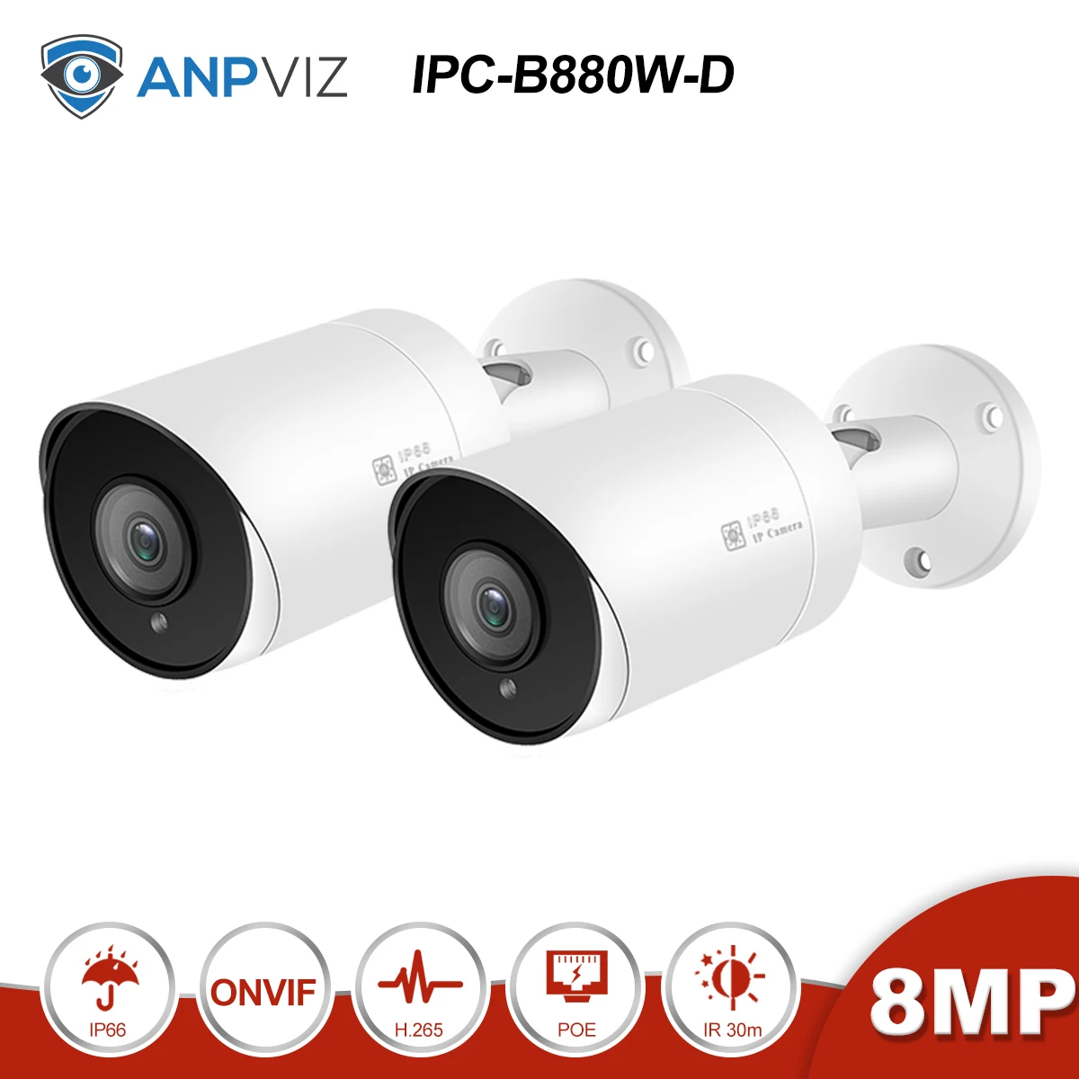 Only 2 Bullet cams Anpviz 8CH 4K NVR 8MP цилиндрическая PoE Комплект ip-камеры для дома/улицы системы безопасности CCTV комплекты видеонаблюдения NVR - Цвет: Only 2 Bullet cams