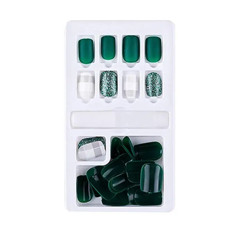 7 Накладные ногти, блестящая пудра, лак для ногтей, искусственные ногти с клеем, клей для наклеек на ногти, для наращивания, сделай сам, накладные ногти - Цвет: 7