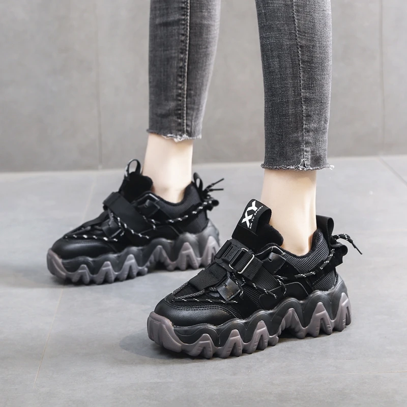 Кроссовки женские на толстой подошве Вулканизированная подошва Нескользящие с