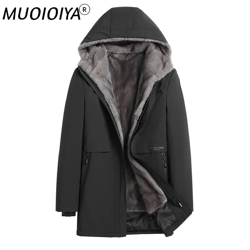 

MUOIOYIA Winter Real Mink Fur Coat Men Warm Parkas Hooded Thick Rabbit Fur Sleeves Casaul Mens Clothing Jaqueta 2022 New WPY4098