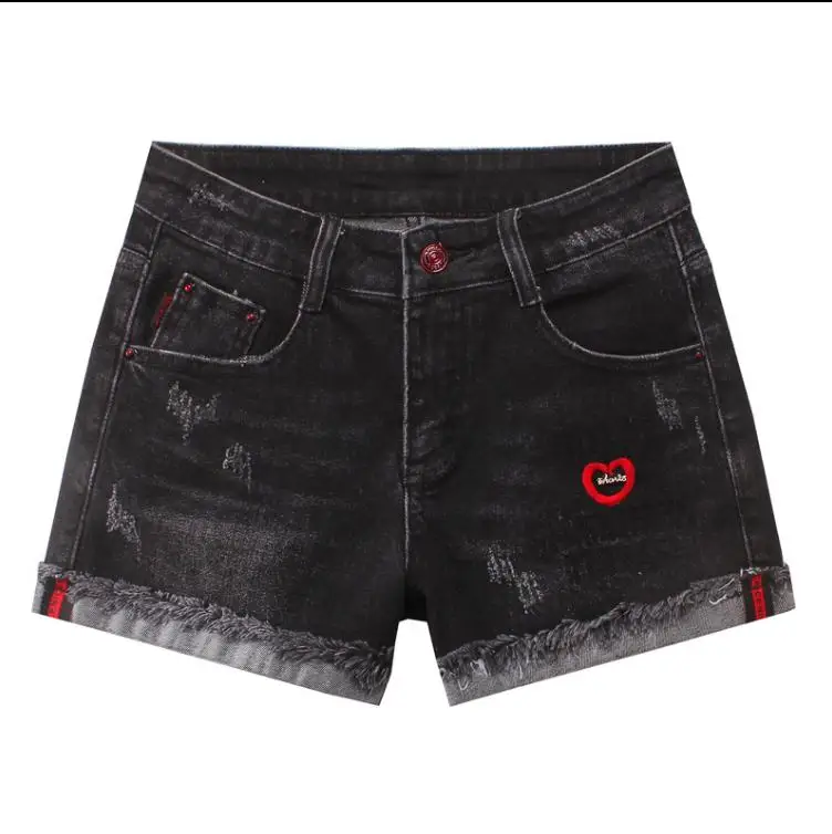 

Новые женские черные летние джинсовые шорты со средней талией, весенние летние сексуальные женские джинсовые шорты, размер 26/33 J3155