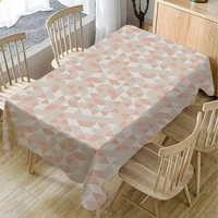 pink geometry tablecloth for table stripe lines table cloth linen home dining tea table dust proof wedding decoration fabic
