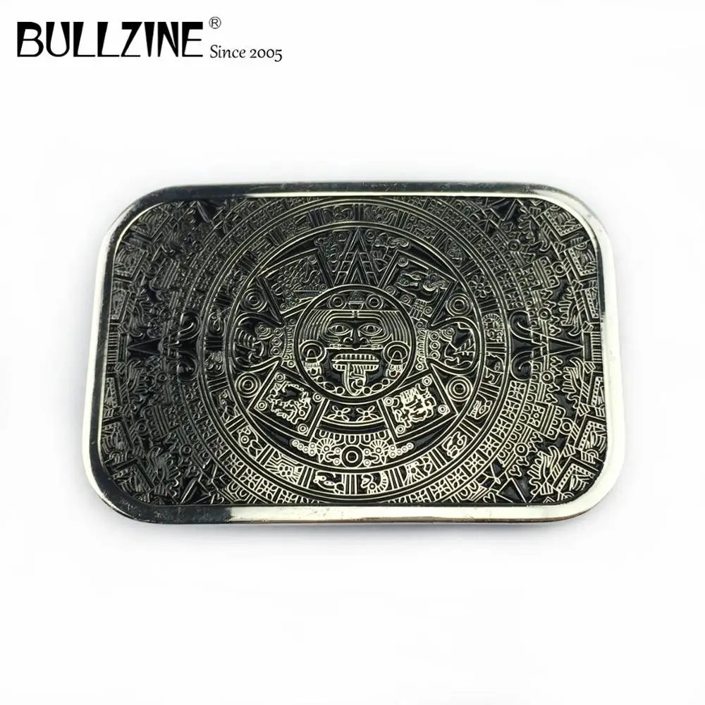 Bullzine оптовая продажа тяжелых цинковый сплав ацтеков календарь пряжка на ремешке
