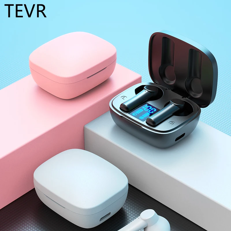 

New TWS wireless bluetooth headset noise reduction sports in-ear digital display touch stereo headset TEVR