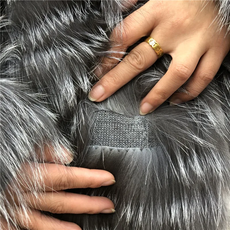 Женское пальто с воротником-стойкой длинное теплое из 2019 натурального Меха