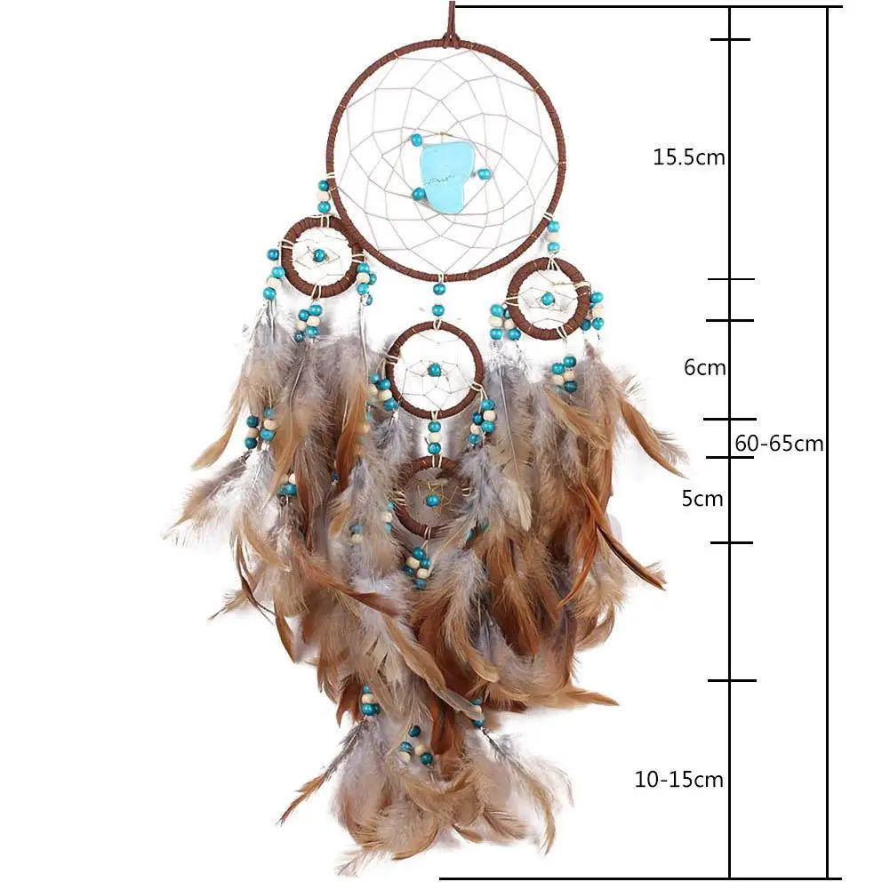 

Feather Crafts Dream Catcher Brown Wind Chimes Handmade For Wall Decoration Car Hanging Dreamcatcher Home Net H7F0