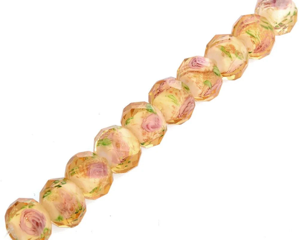 

10pcs 12mm Faceted Flower Charms Handmade Losse Glass Lampwork Beads For Bracelets Diy Pendents Jewelry Making Accessories