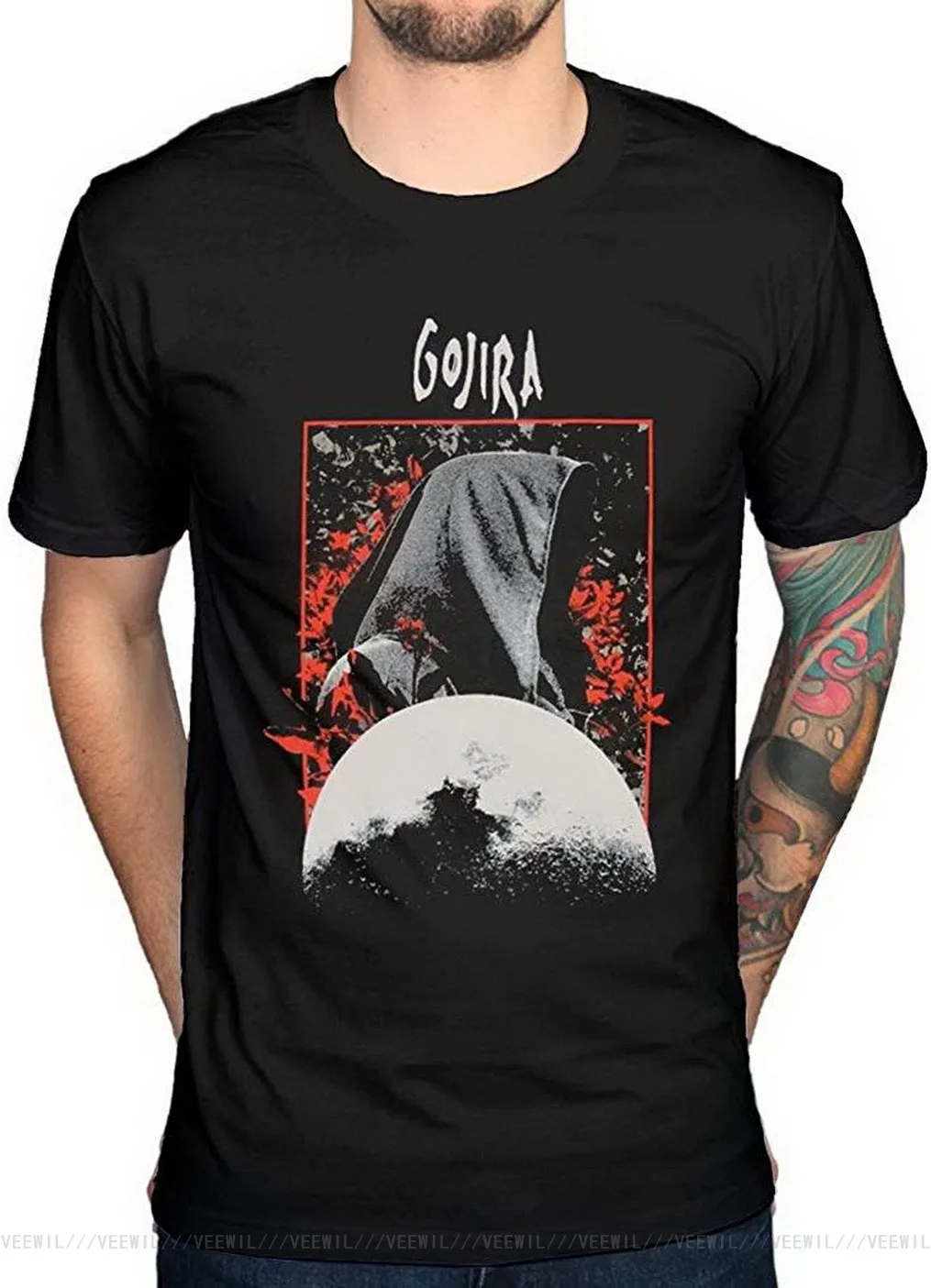 Официальная футболка Gojira Grim Moon для мужчин и женщин свободная унисекс из 100%
