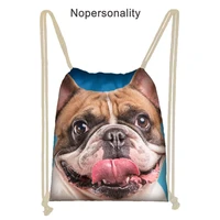 nopersonality printing french bulldog drawstring bag for women string casual backpack student cinch sack back pack