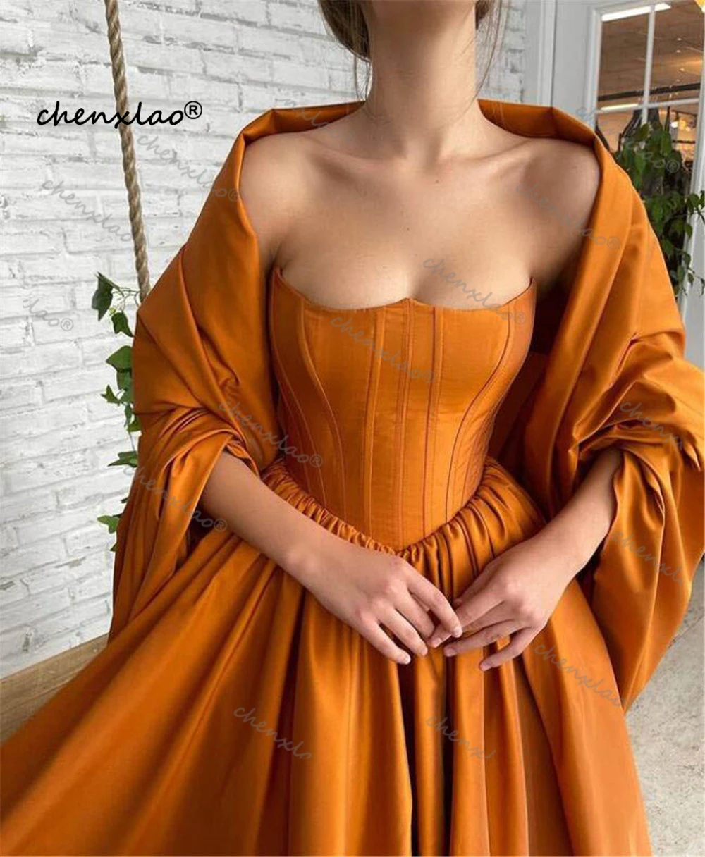 

Chenxiao Burnt Orange Long Prom Dresses With Wrap Corset Lace Up Satin Evening Gowns For Women Formal Party Dress Plus Size