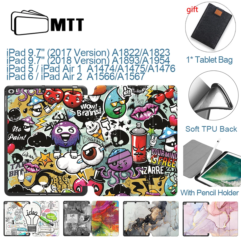 Чехол MTT для iPad 9 7 с держателем карандашей 2017 2018 Мягкий ТПУ + искусственная кожа