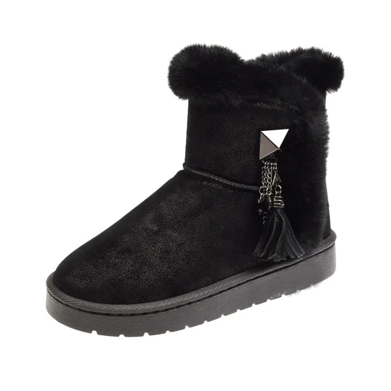 Зимняя обувь SWYIVY из нубука на плоской подошве женские модные зимние ботинки без