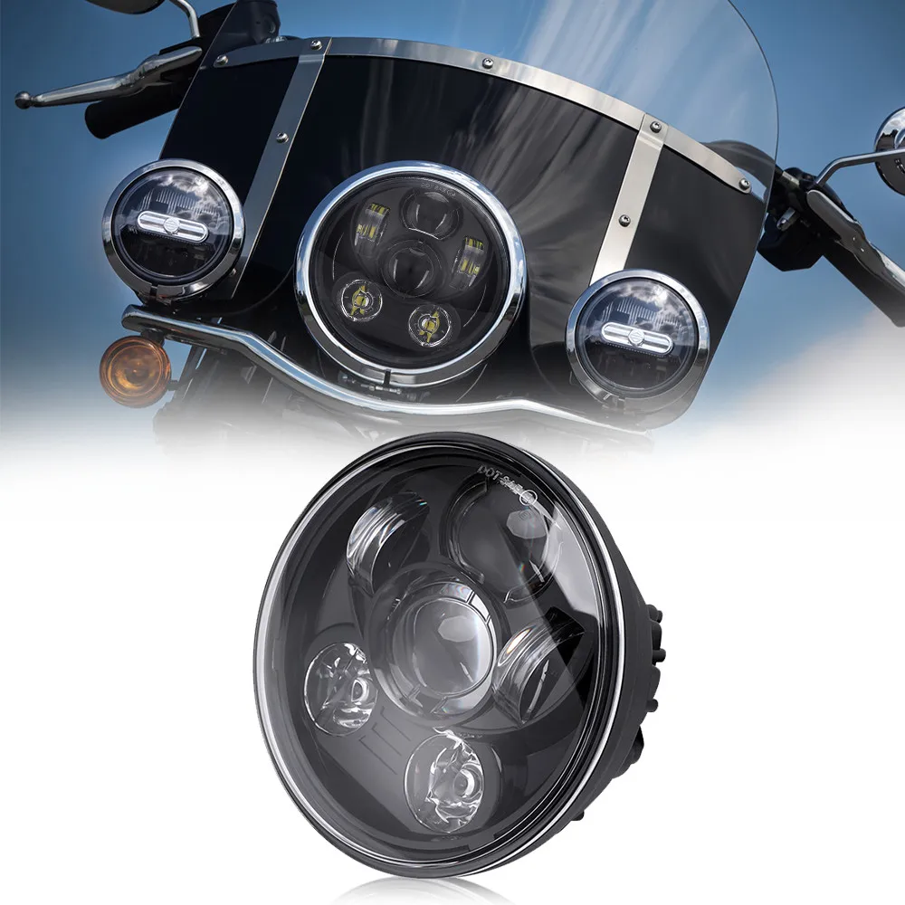

50W 5.75 Inch LED Headlight With Hi/Lo Beam DRL For Harley Sporster XL 1200 883 Dyna Glide Fat Bob Street Bob Motorbike Headlamp
