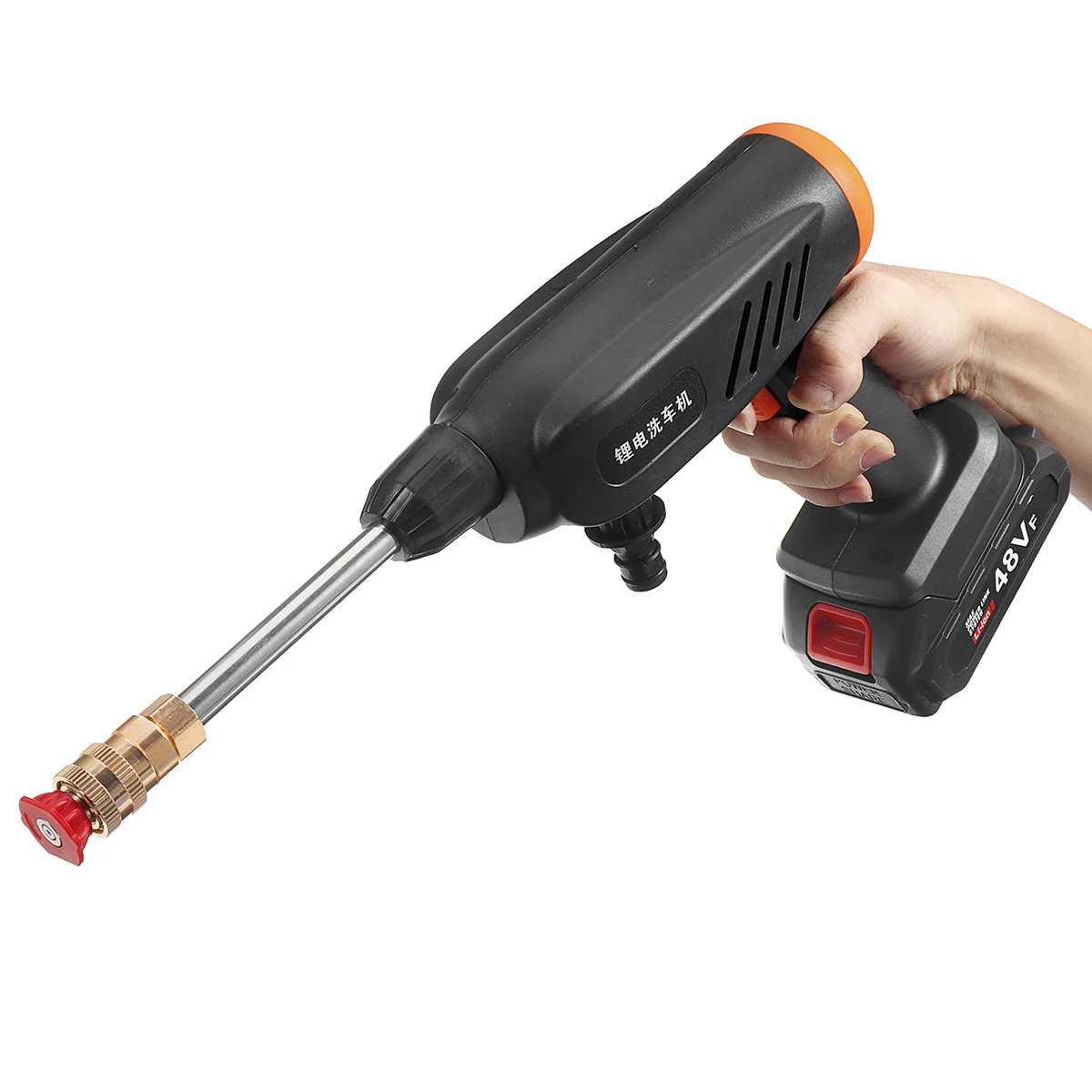 Дешево 30BAR 48VF Беспроводной высокое Давление автомойка водяной пистолет распылитель Портативный автоматическая стиральная машина/генератор пены ...
