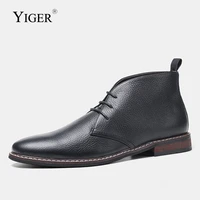 yiger mens chelsea boots man cowhide ankle boots men casual martins boots black desert boots leisure man cowboy boots tooling