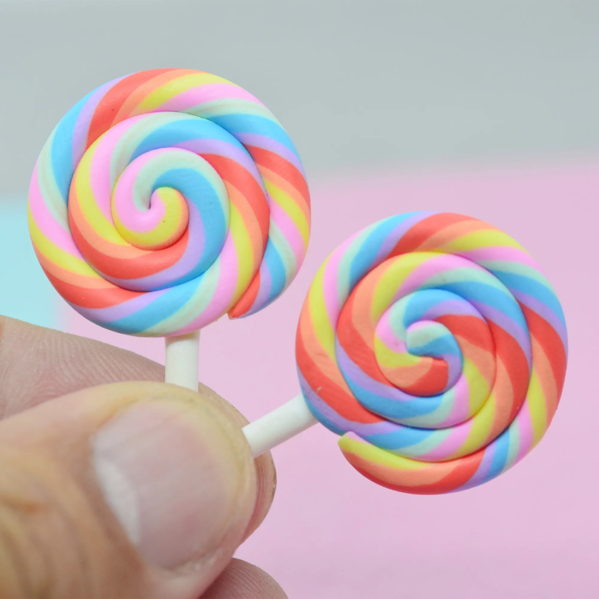 

10PCS Polymer Clay Lollipop Candy Dollhouse Miniatures DIY Scrapbook Embellishment For Decoration 25*33mm