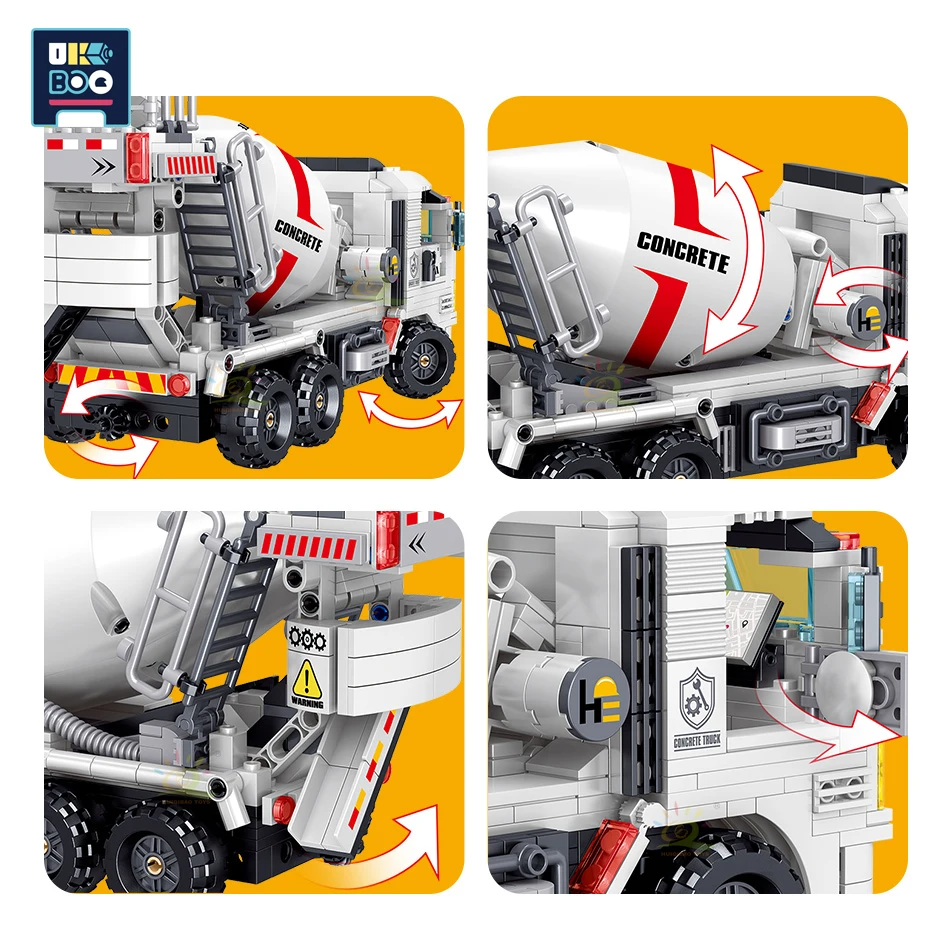 

771Pcs high-tech Engineering Concrete Mixer Dump Truck DIY Building Blocks Model Car Bricks Toys for Children Gift