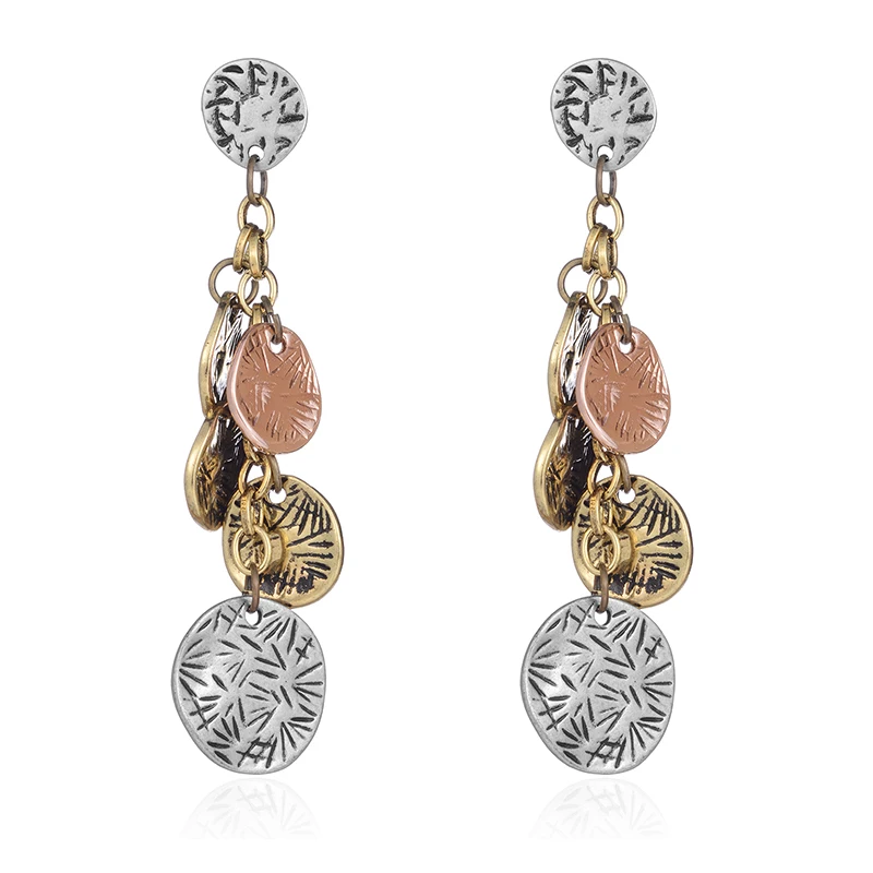 

Vintage trendy Turkish Coin Earrings floral design Boho Gypsy Beachy Ethnic Tribal Jewelry Bohemian Earrings
