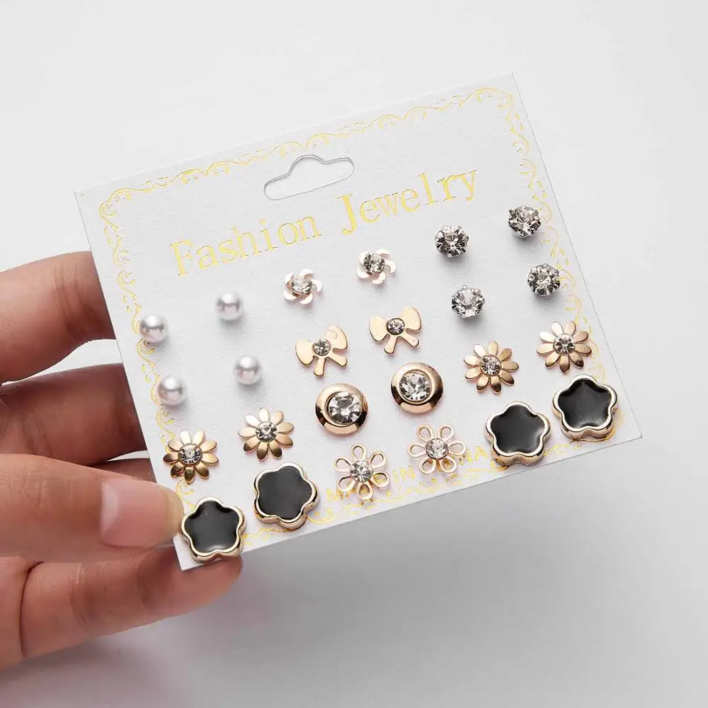 Belleper New Design Tassel Earring Sets Women Geometric Bohemian Gold Flower Long Tassel Earring Set Fashion Wedding Jewelry - Окраска металла: B8