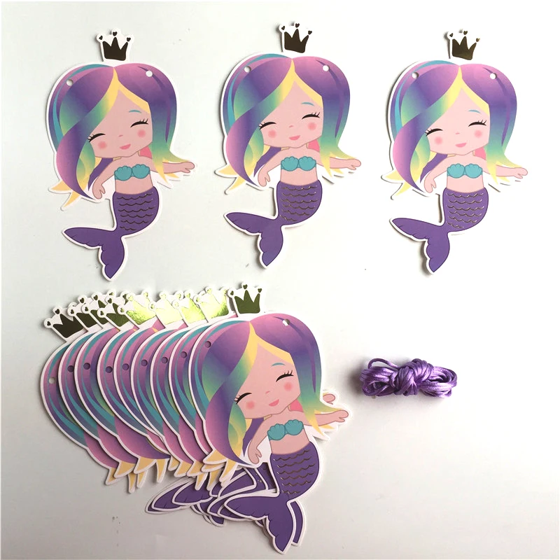 3 м 12 флагов Русалка баннер с блестками гирлянда детский душ День Рождения