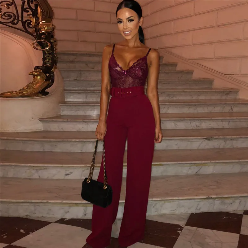 Женские Элегантные неоновые рабочие брюки с поясом женские расклешенные Палаццо