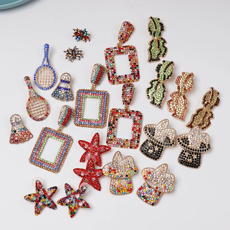 Женские серьги подвески с разноцветными кристаллами JURAN в стиле бохо