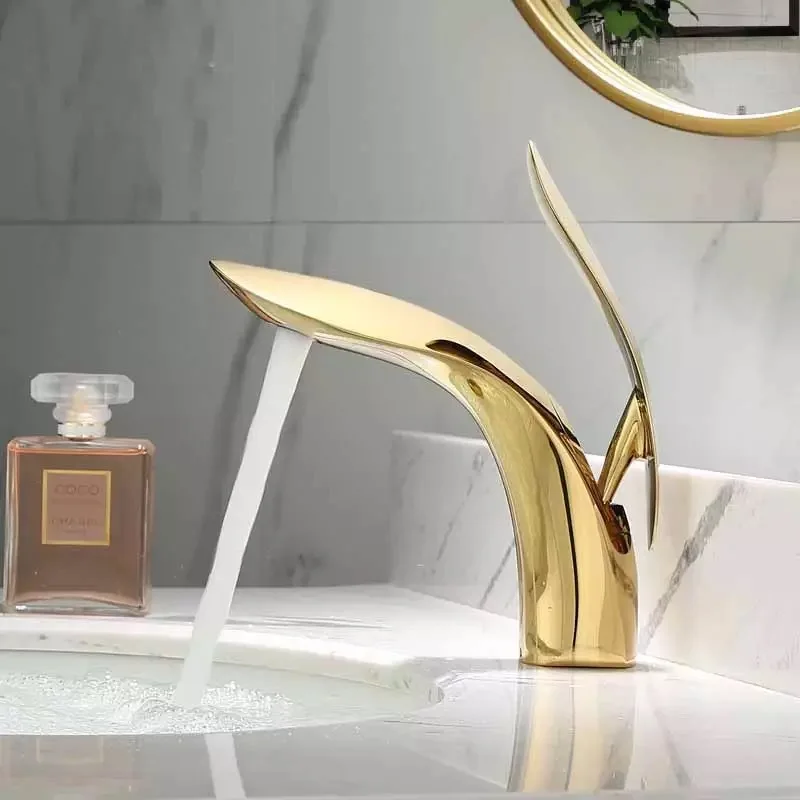 

Copper Alloy Countertop Installation Bathroom Sink Faucet Rose Gold Bathroom Vanity Faucet Bathroom Hot and Cold Water Faucet