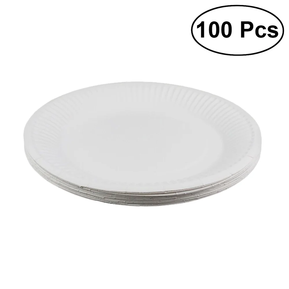 

100 Pcs Classic White Round All Occasion Disposable Paper Dinner Plates Party Supplies (White)