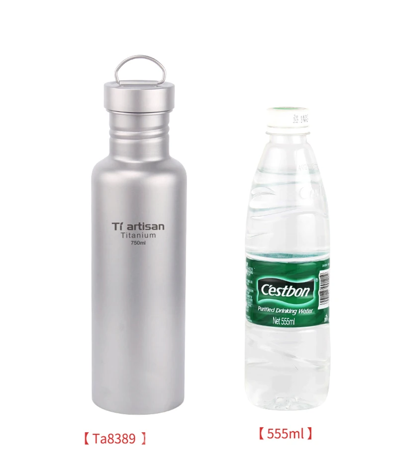 구매 Tiartisan 750ml 티타늄 물병 물 컵 야외 캠핑 머그잔 뚜껑 Ta8389, 캠핑 사이클링 음료 용기 고품질