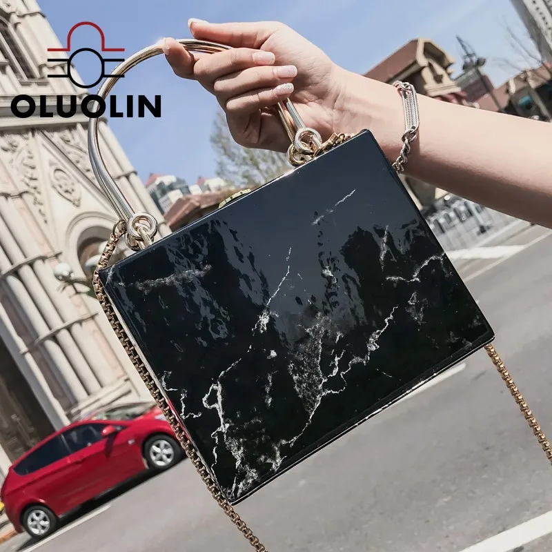 Мраморная сумка мини женская на цепочке Сумка с клапаном и замком ручная Женская
