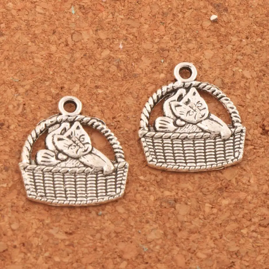 

Baby Cat Basket Charm Beads 16x17.3mm 250PCS Zinc Alloy Pendants Jewelry DIY Fit Bracelets Necklace Earrings L1155