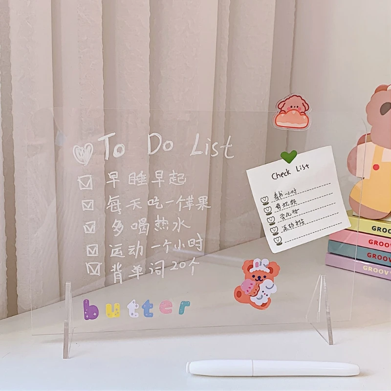 

Transparent Acrylic Erasable Message Board 2 in 1 Multifunctional Phone Holder Writingboard Office School Stationery M17F