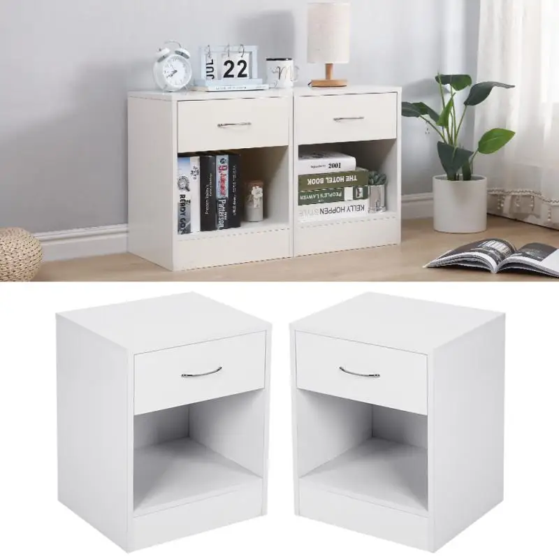 

Modern Bedside Table With 1 Drawers Organizer Storage Cabinet Night Table Home Bedroom Furniture Nightstands Night Stand HWC