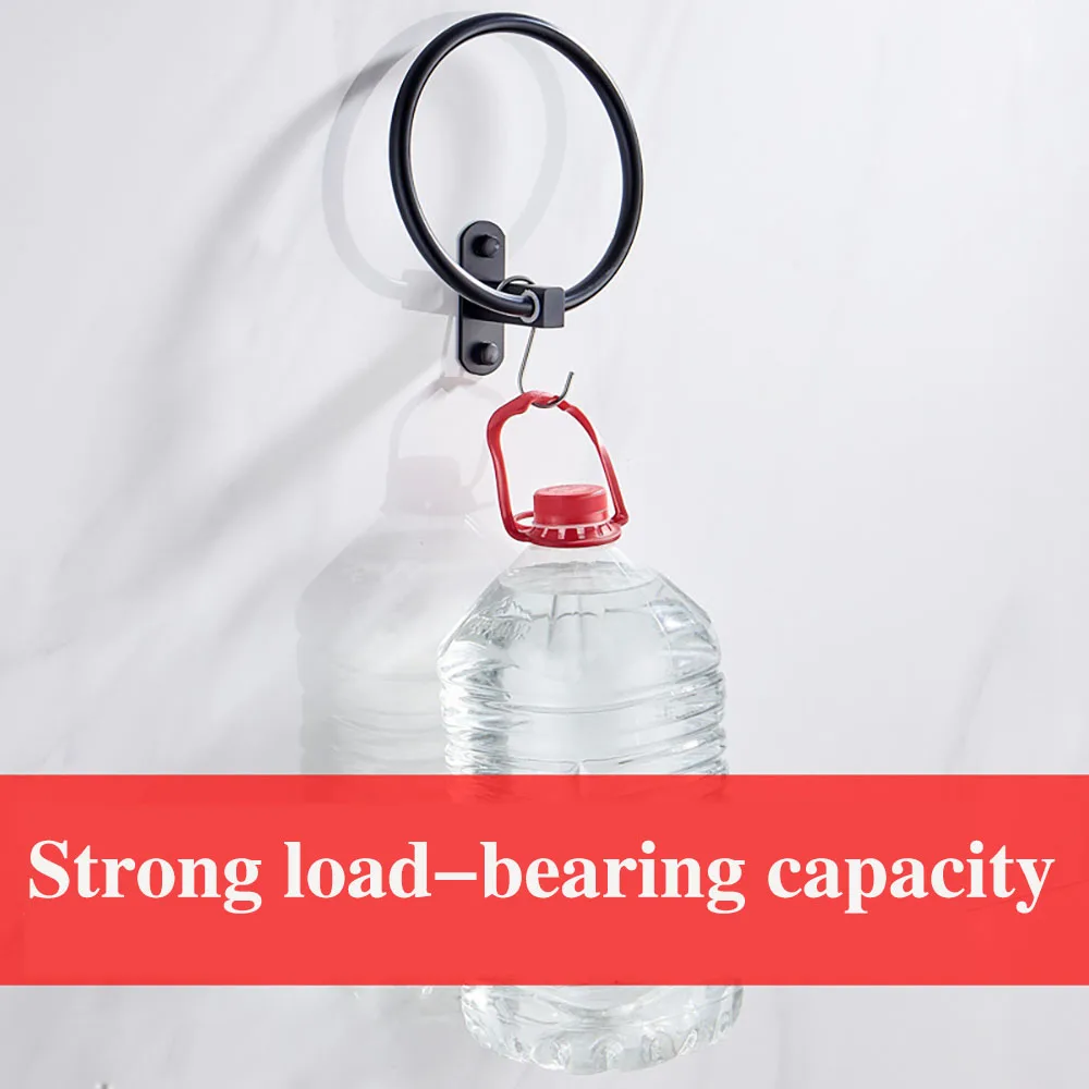 

2021 Latest Punch-Free Bathroom Accessories Black Space Aluminum round Wwall Hanging Ring Towel Holder