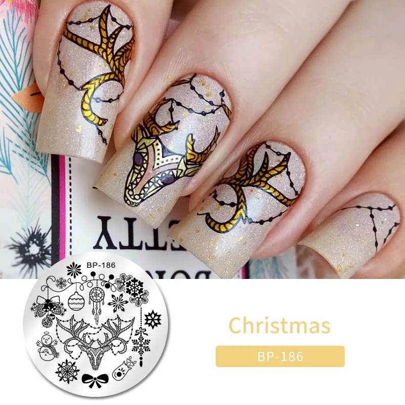 Christmas Day18 BORN PRETTY дизайн ногтей штамп штамповка шаблон цветок геометрии любовь DIY маникюр изображение пластины из нержавеющей стали дизайн ногтей трафарет - Цвет: Christmas Day18