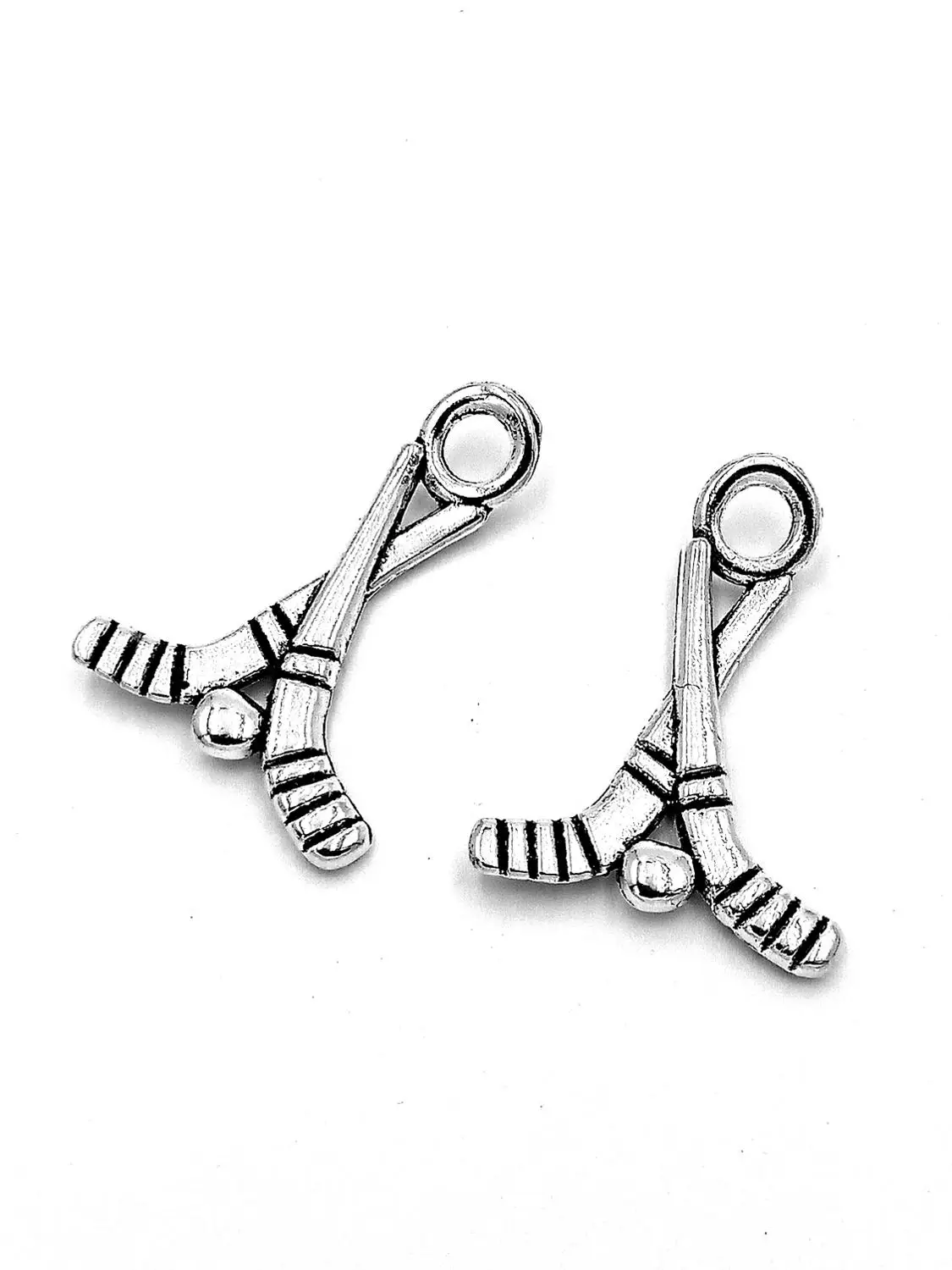 50pcs Hockey stick charms pendant 16x23mm antique silver ornament accessories jewelry making craft base material | Украшения и