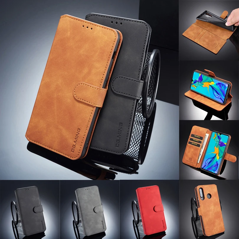 Kickstand Flip Leather TPU Phone Case For Huawei P30 P20 Lite P Smart Business Retro Matte Cover Y5 Y6 Y9 2019 | Мобильные телефоны