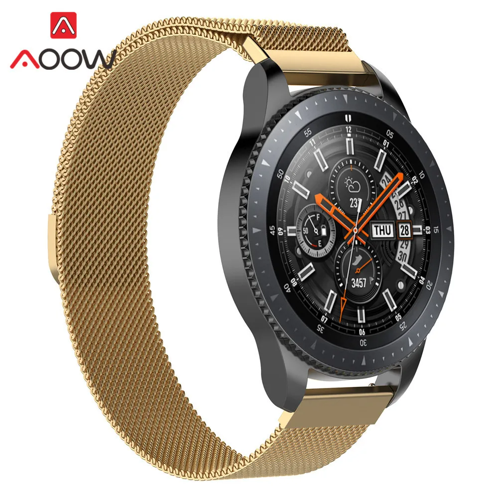 20 мм 22 мм Миланская петля для samsung Galaxy Watch 42 мм 46 мм магнитный сменный ремешок из нержавеющей стали для R800 R810 R815