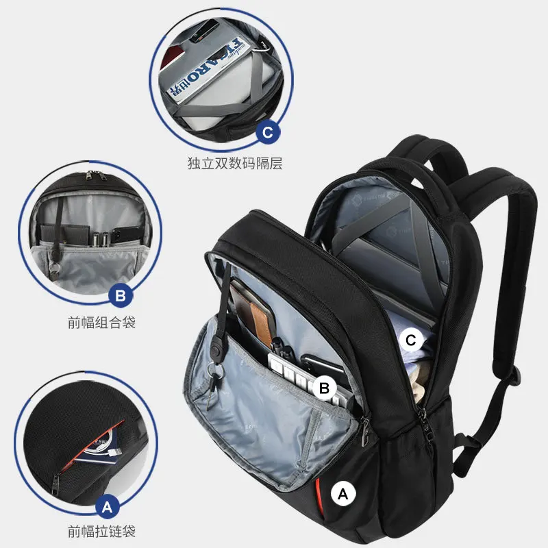 

backpack Simplicity Two-way four-thread explosion-proof anti-theft zipper External USB Multi-layer storage compartment Solid