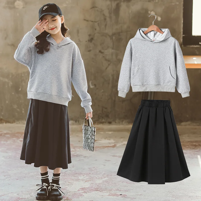 

New Sweet Spring Autumn Teens Children Clothes Baby Girls Suit Sweatshirts+ Dress Kids Toddler Outwear High Quality