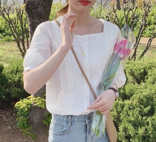 Новые кружевные женские блузки с вышивкой летние топы повседневная женская