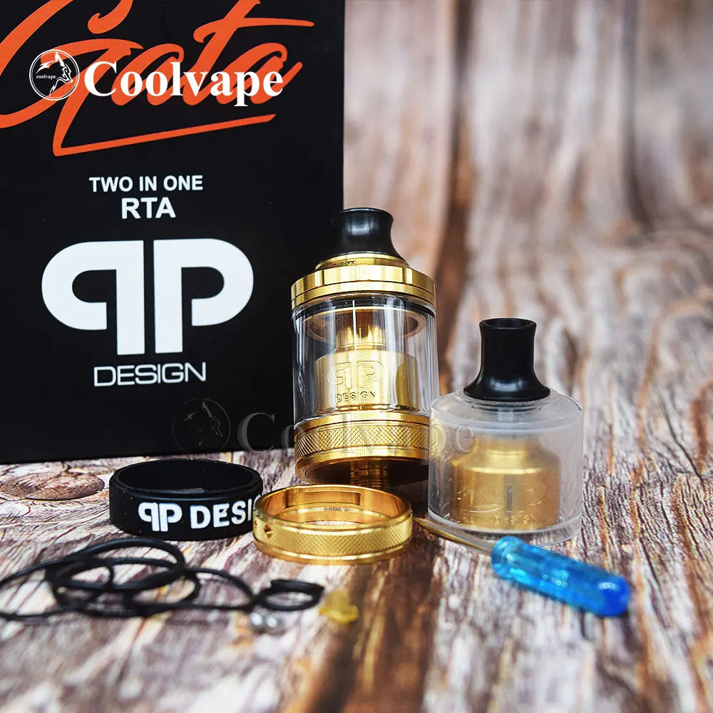 coolvape QP design GATA RTA MTL DL 24mm 4ml 2ml capacity 2 in 1 atomizer Bottom airflow Single Coil vs Design Nio RDA | Электроника