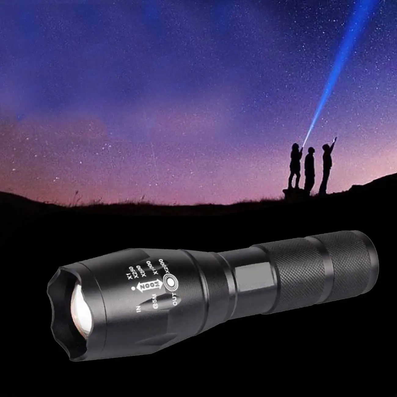 

LED Tactical Flashlight 5 Modes High Lumen Zoomable Water Resistant Handheld Light for Camping Hiking Outdoor Emergency
