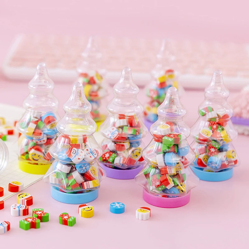 

Christmas Erasers Kawaii Stationery Papeleria Santa Tree Mini Rubber Eraser New Cute Stationery Prizes for Kids Wholesale Gifts