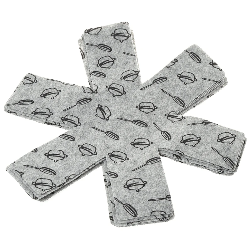 

6PCS Pot Pan Protectors Gray Print Premium Divider Pads Scratching Separate