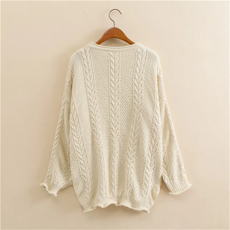 

Artguy Women Autumn Long Sleeve Rolled Edge Knit Drop Shoulder Solid Sweater Jumper KnitWear Girl Knitted Pullovers Sweaters